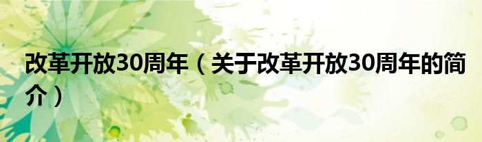 改革开放30周年（关于改革开放30周年的简介）