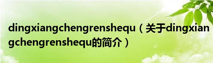 dingxiangchengrenshequ（关于dingxiangchengrenshequ的简介）