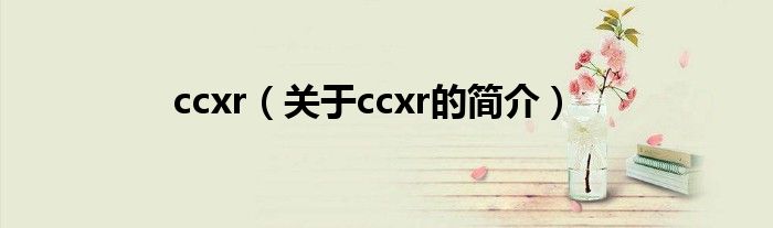 ccxr（关于ccxr的简介）