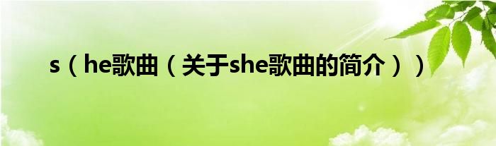 s（he歌曲（关于she歌曲的简介））