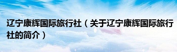 辽宁康辉国际旅行社（关于辽宁康辉国际旅行社的简介）