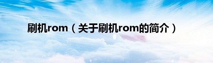 刷机rom（关于刷机rom的简介）