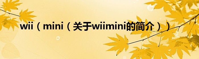 wii（mini（关于wiimini的简介））