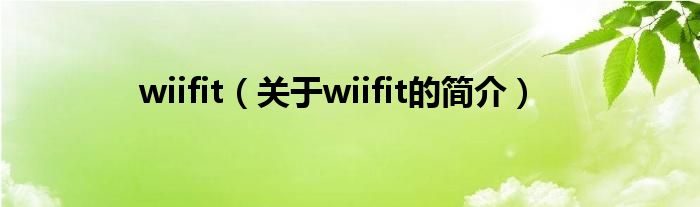 wiifit（关于wiifit的简介）