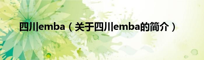 四川emba（关于四川emba的简介）