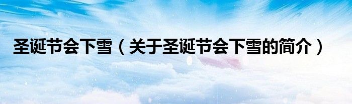 圣诞节会下雪（关于圣诞节会下雪的简介）