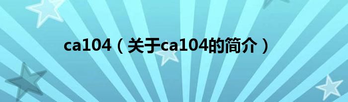 ca104（关于ca104的简介）
