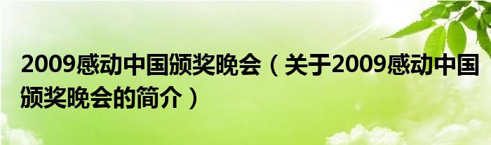 2009感动中国颁奖晚会（关于2009感动中国颁奖晚会的简介）