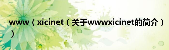 www（xicinet（关于wwwxicinet的简介））