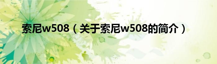 索尼w508（关于索尼w508的简介）