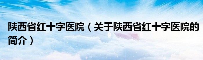 陕西省红十字医院（关于陕西省红十字医院的简介）