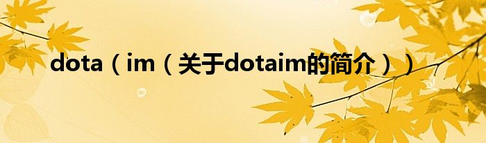 dota（im（关于dotaim的简介））