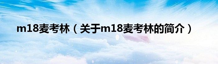 m18麦考林（关于m18麦考林的简介）