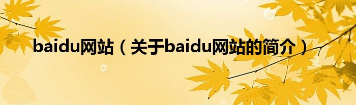 baidu网站（关于baidu网站的简介）