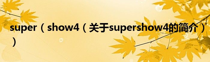 super（show4（关于supershow4的简介））