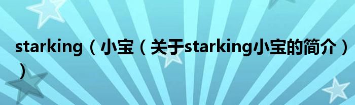 starking（小宝（关于starking小宝的简介））