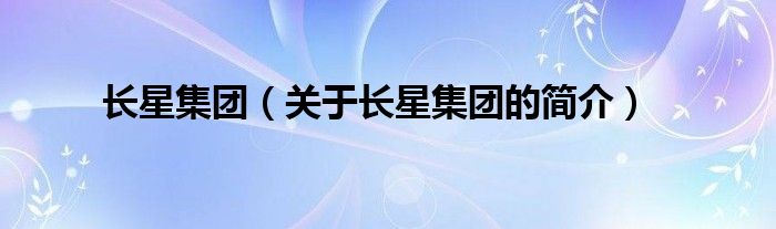 长星集团（关于长星集团的简介）