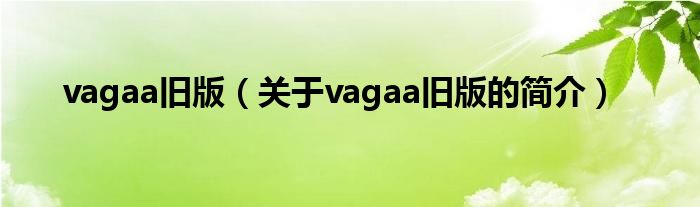 vagaa旧版（关于vagaa旧版的简介）