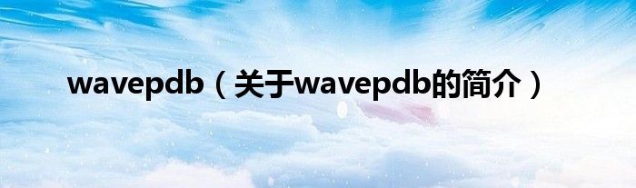 wavepdb（关于wavepdb的简介）