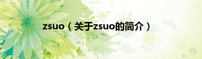 zsuo（关于zsuo的简介）