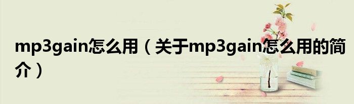 mp3gain怎么用（关于mp3gain怎么用的简介）