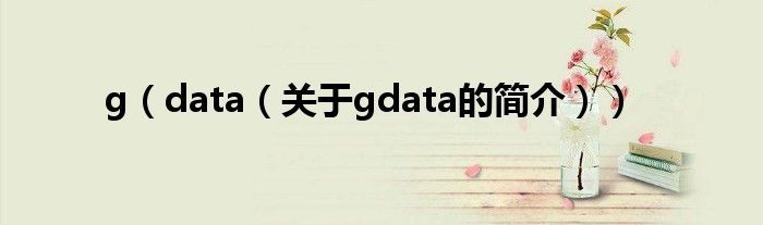 g（data（关于gdata的简介））