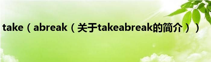 take（abreak（关于takeabreak的简介））