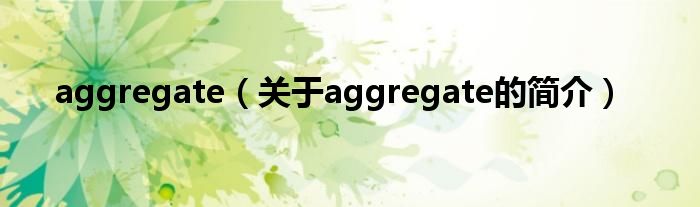 aggregate（关于aggregate的简介）