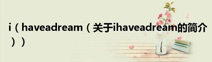 i（haveadream（关于ihaveadream的简介））