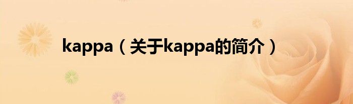 kappa（关于kappa的简介）