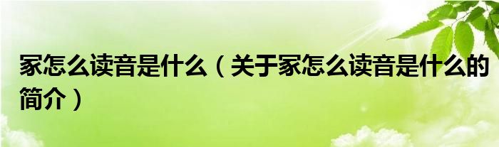 冢怎么读音是什么（关于冢怎么读音是什么的简介）