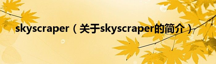 skyscraper（关于skyscraper的简介）