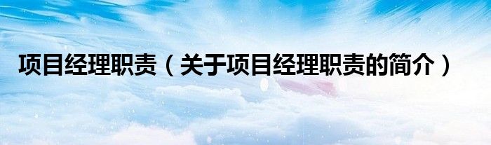 项目经理职责（关于项目经理职责的简介）