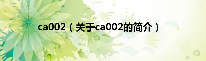 ca002（关于ca002的简介）