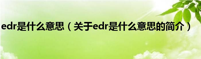 edr是什么意思（关于edr是什么意思的简介）