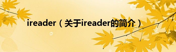 ireader（关于ireader的简介）