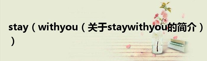 stay（withyou（关于staywithyou的简介））