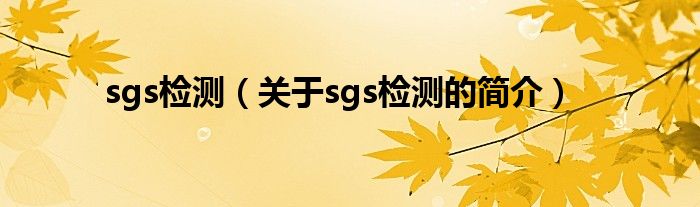 sgs检测（关于sgs检测的简介）