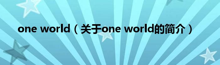 one world（关于one world的简介）