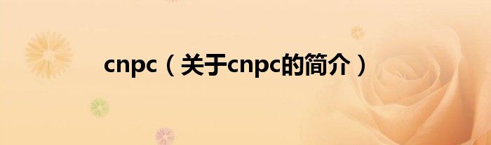 cnpc（关于cnpc的简介）