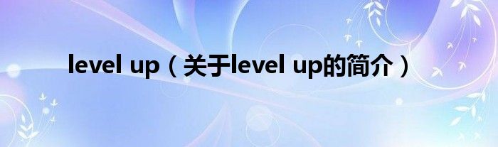 level up（关于level up的简介）