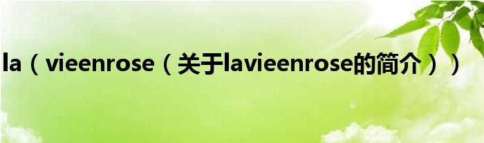 la（vieenrose（关于lavieenrose的简介））