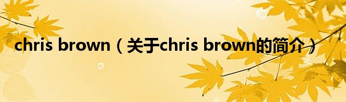 chris brown（关于chris brown的简介）