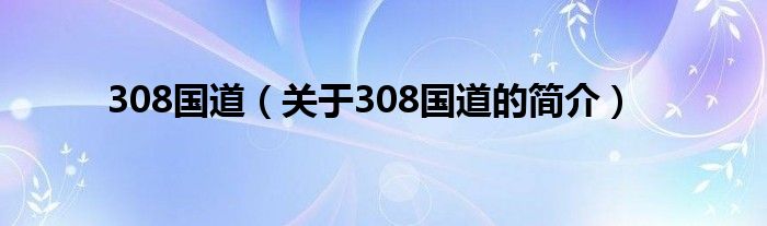 308国道（关于308国道的简介）