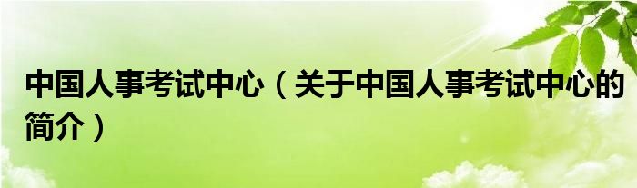 中国人事考试中心（关于中国人事考试中心的简介）