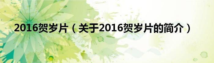 2016贺岁片（关于2016贺岁片的简介）