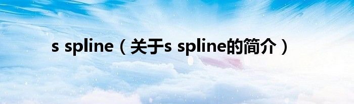 s spline（关于s spline的简介）