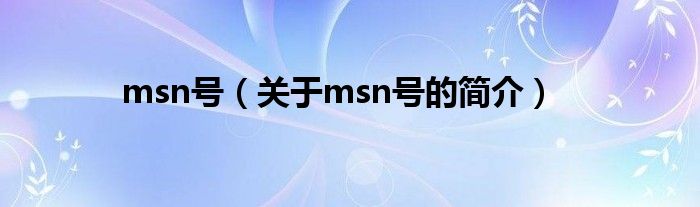 msn号（关于msn号的简介）