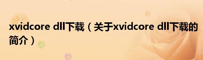 xvidcore dll下载（关于xvidcore dll下载的简介）