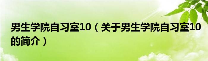 男生学院自习室10（关于男生学院自习室10的简介）